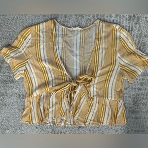 La Hearts Striped Tie-Front Crop Top